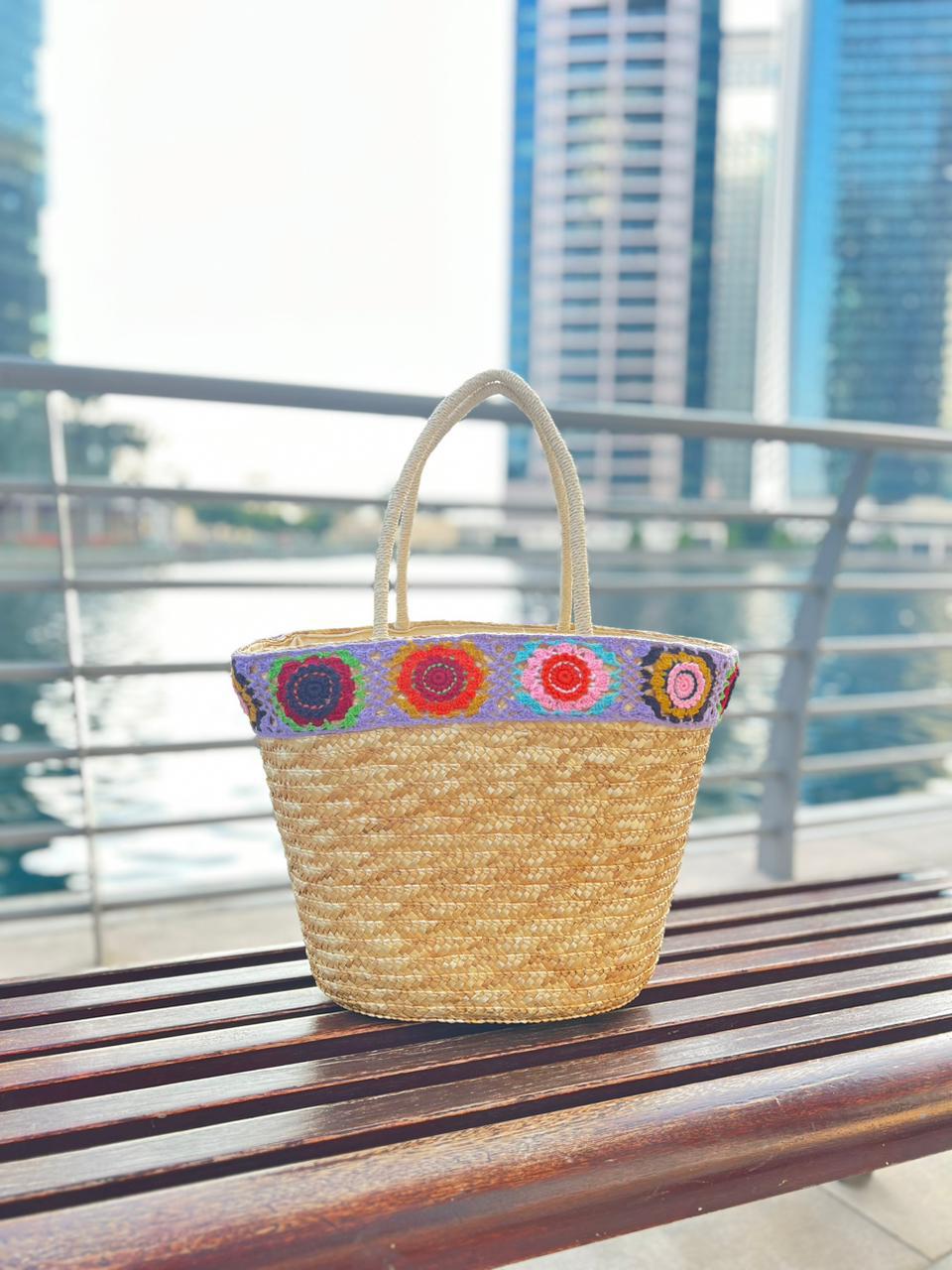 Rope Basket with crochet ribbon