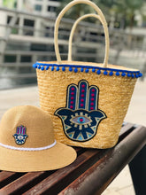 Load image into Gallery viewer, Blue Hamsa basket &amp; Hat
