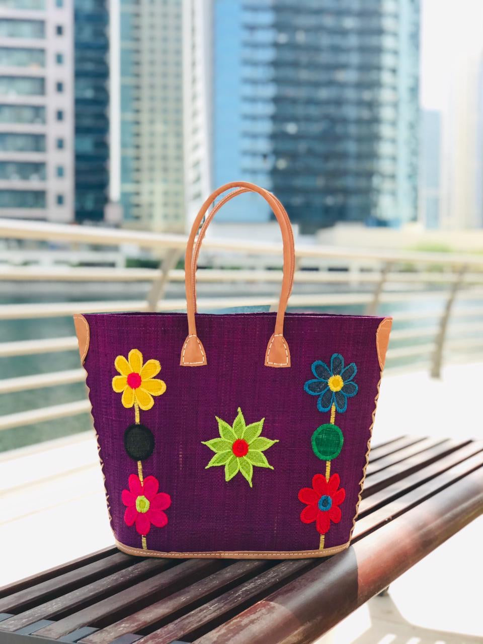 Purple bag with flowers