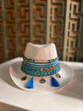Load image into Gallery viewer, White cowboy hat with blue details

